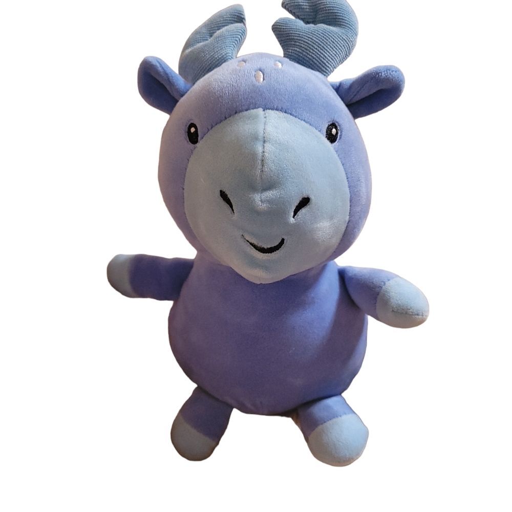 Animal Adventure Blue Moose Reindeer Squishy Soft Plush 8" Stuffed Toy Lovey